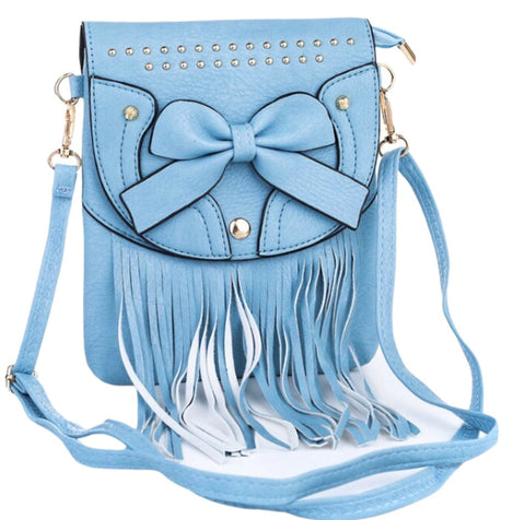 Cross over bag with bow - light blue