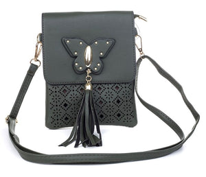 Cross over bag with butterfly - Black