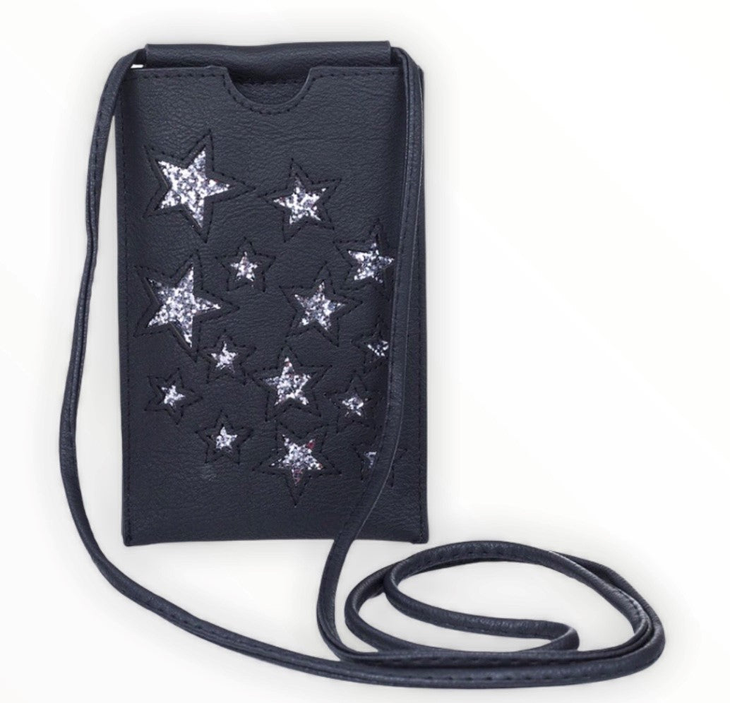 Mobile phone bag with stars - Black