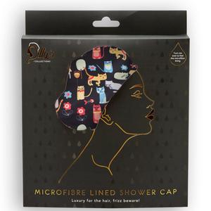 Microfibre Lined Shower Cap - Cat Print