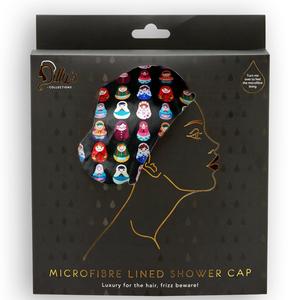 Microfibre Lined Shower Cap - Babushka Print